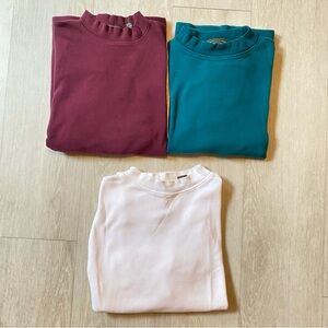 3 Croft & Barrow Long Sleeve T-Shirts Mens Large Cotton white green burgundy